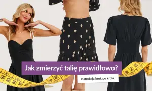 Kobieta pokazuje, co to talia, mierząc ją centymetrem. Instrukcja krok po kroku.