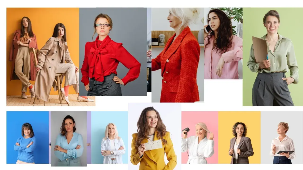 Kobiety w stylizacjach biznes casual: od płaszczy i eleganckich bluzek po marynarki i spodnie.