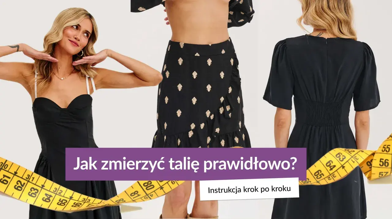 Kobieta pokazuje, co to talia, mierząc ją centymetrem. Instrukcja krok po kroku.